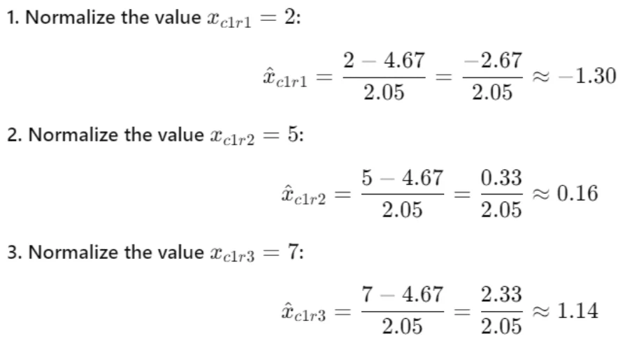 Normalization calculation